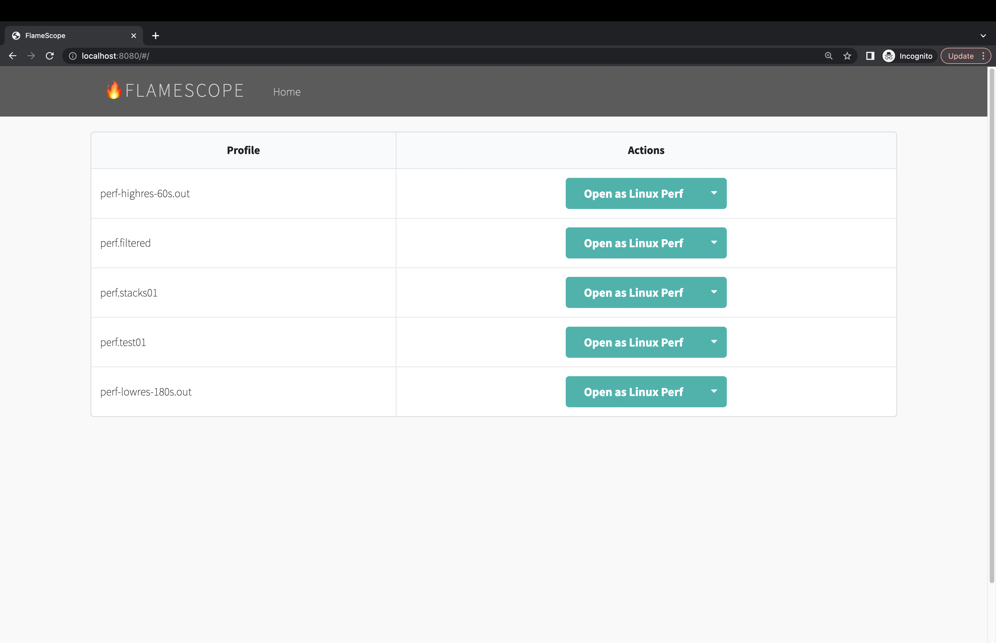 flamescope home screen
